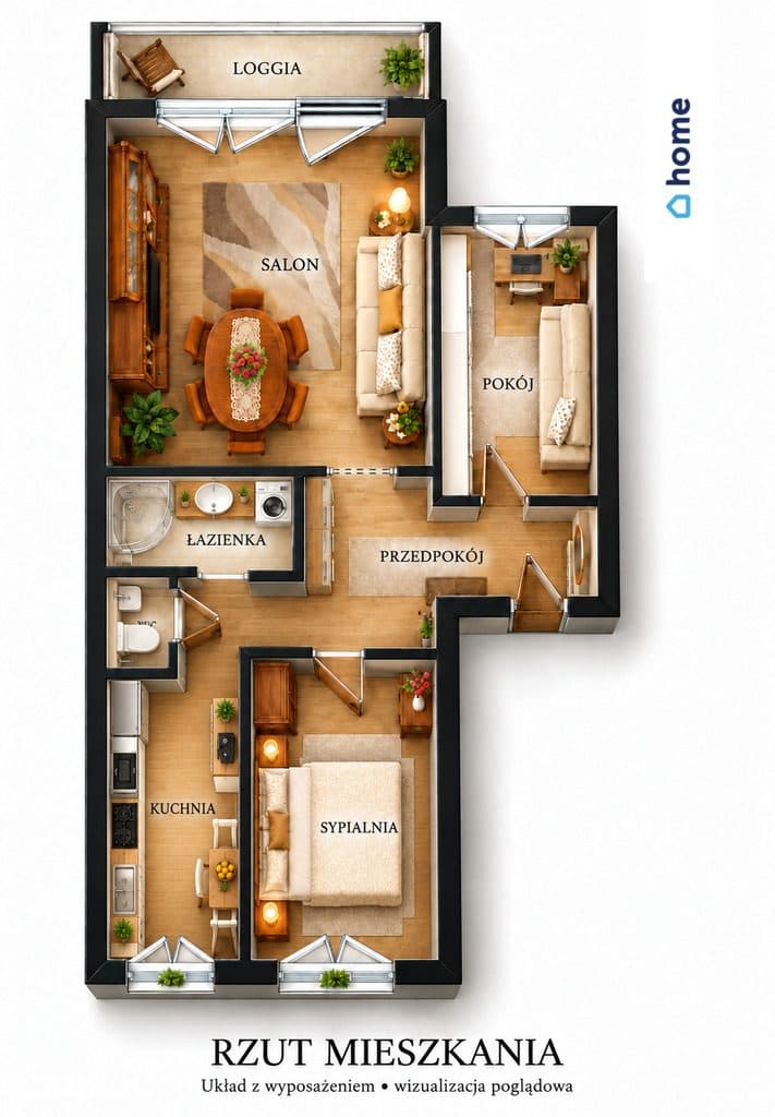 Słoneczne 3 pok. z loggią | 57,26 m² | Fordon - zdjęcie 3