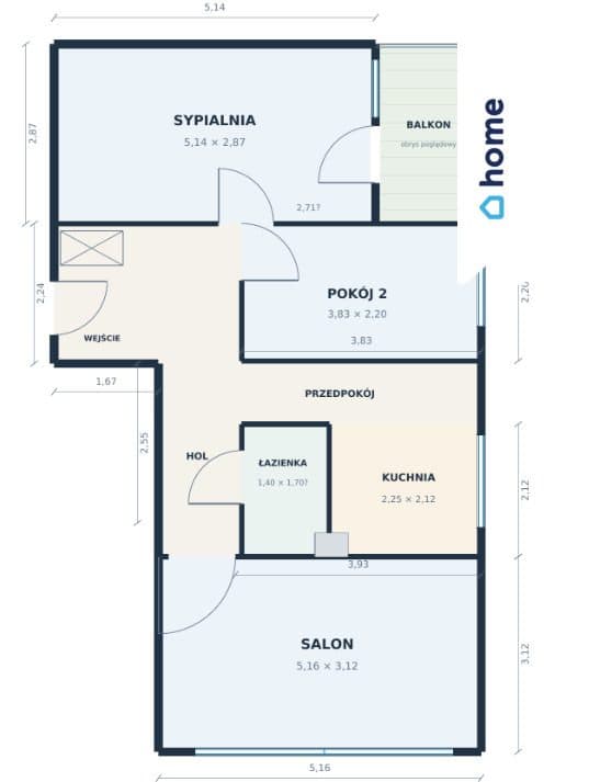 Bez prowizji | 3 pokoje | 58,69 m² | Balkon | Piwnica | os. Kopernika
