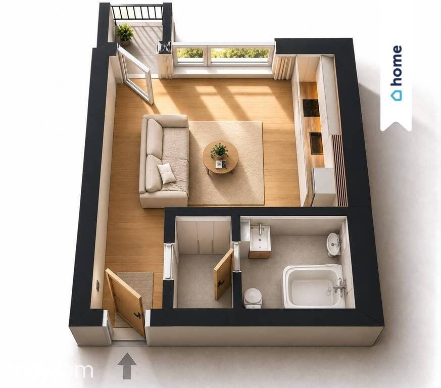 Kawalerka z balkonem 20 m2 w Centrum ul. Dąbrowskiego + blok z cegły - zdjęcie 4