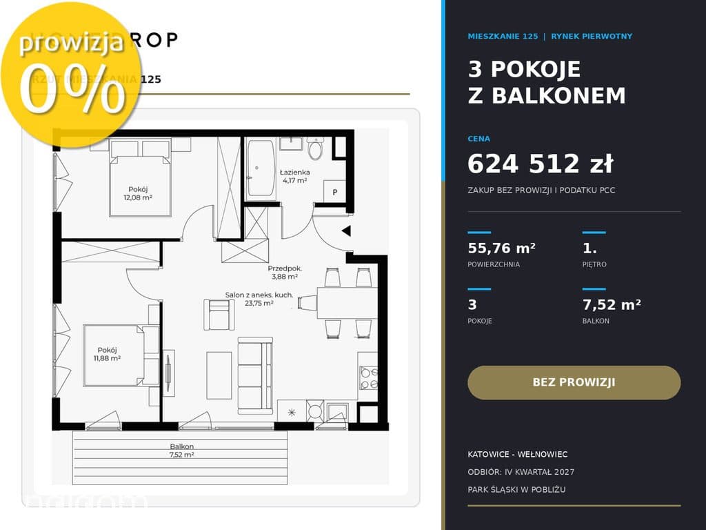3 pokoje|blisko Parku Śląskiego|bez prowizji