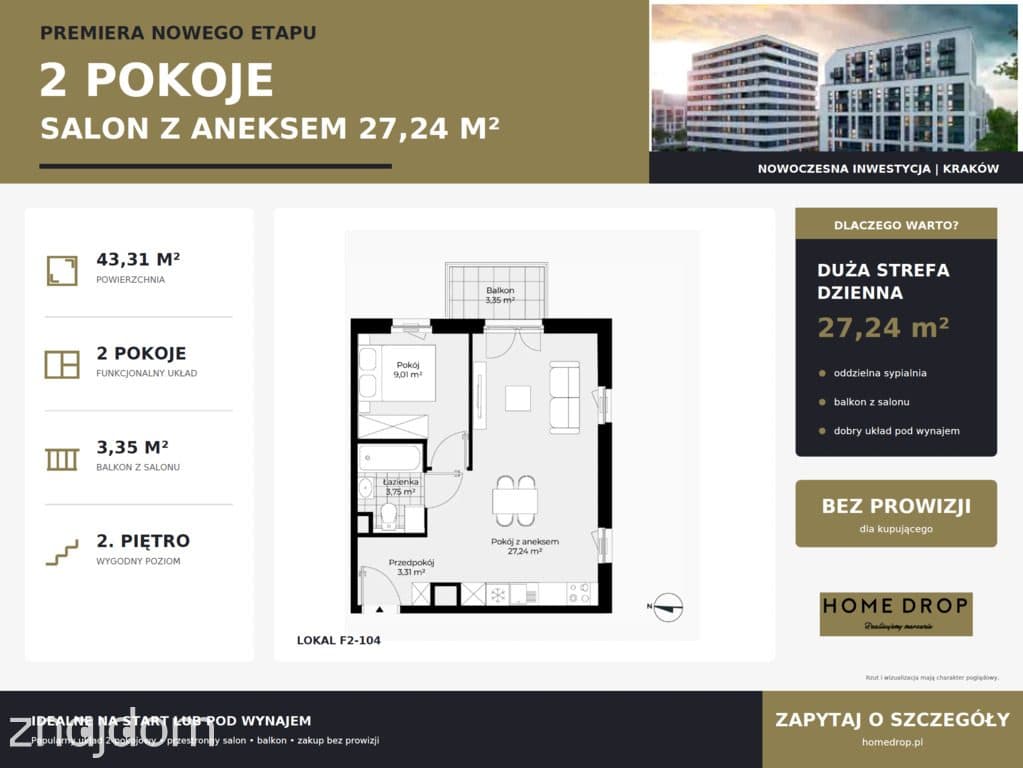 PREMIERA NOWEGO ETAPU|2 POKOJE|BEZ PROWIZJI
