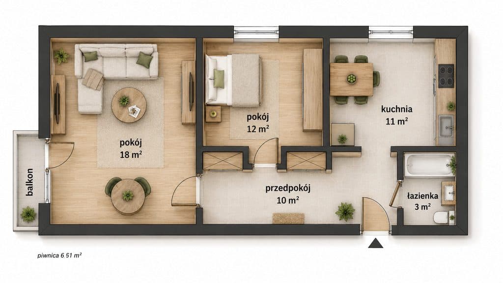 2-pokojowe mieszkanie z kuchnią Skawina ul. Wesoła - zdjęcie 10