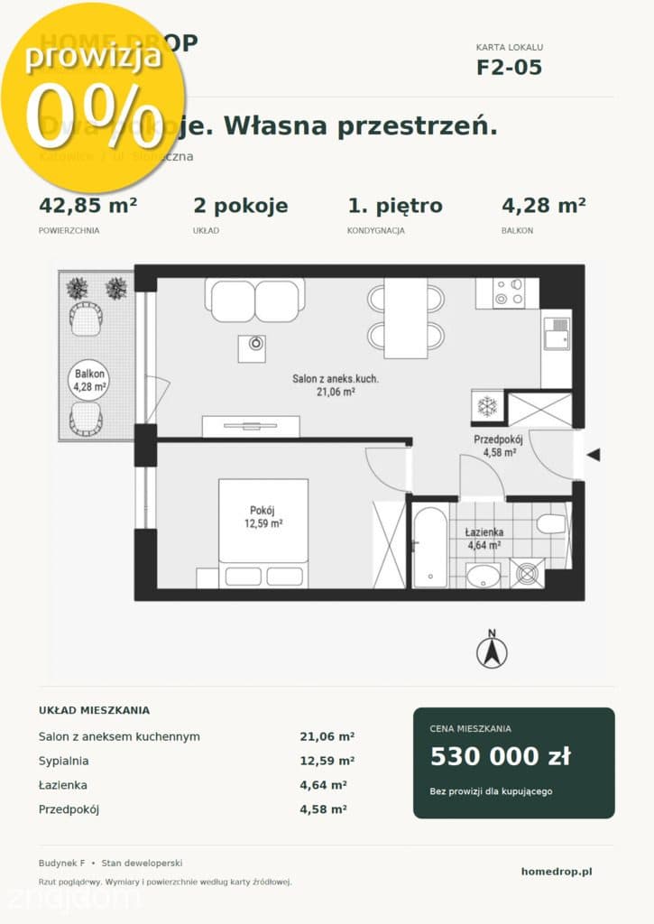2 pokoje z balkonem | ul. Słoneczna | Katowice | - zdjęcie 7
