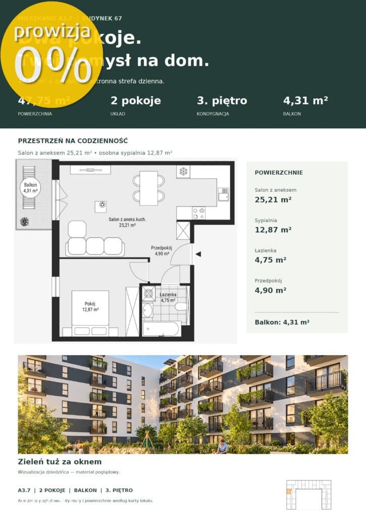 | 2 pokoje | balkon | 0% Prowizji | - zdjęcie 3
