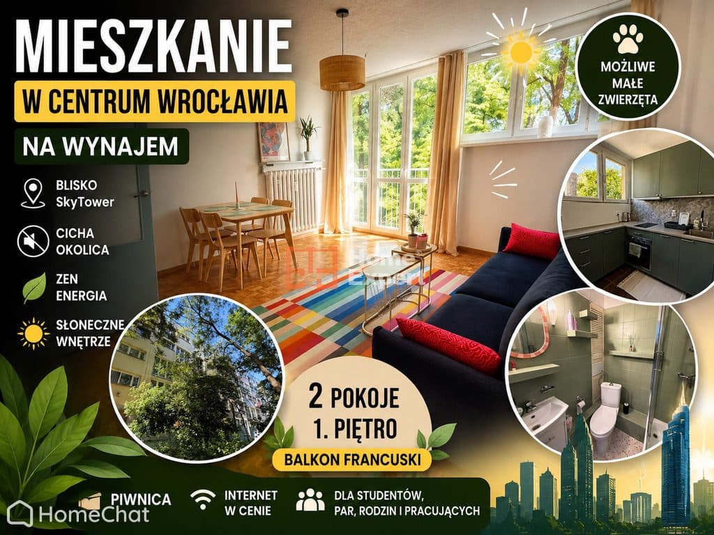 Świeże umeblowane 2 pokoje ok. ul. Zielińskiego