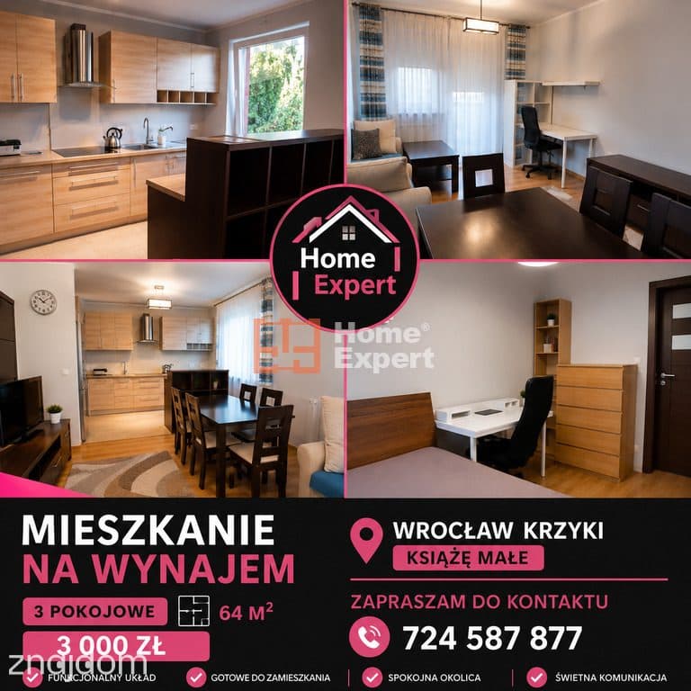 3 pokoje/co miejskie/Krzyki/garaż w cenieMi