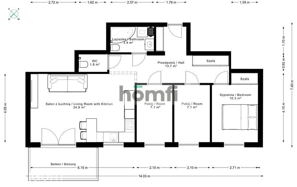 Bielsko-Biała | 4 pokoje | Klimatyzacja | Balkon - zdjęcie 8