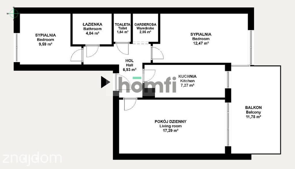 3pokoje, oddzielna kuchnia, garderobą, duży balkon - zdjęcie 17