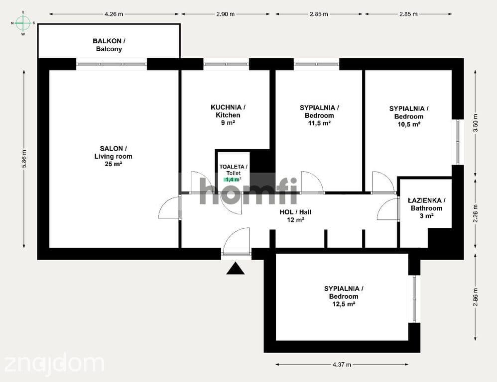 4 pokoje, oddzielna kuchnia, balkon, piwnica - zdjęcie 20