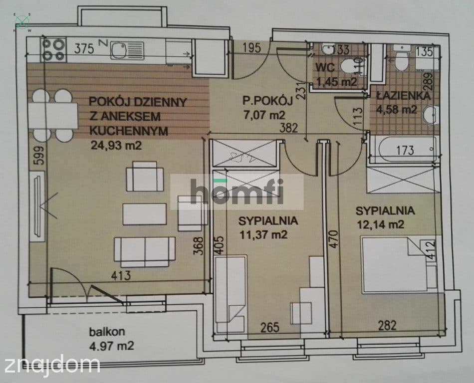3-pok 62 m2 Tęczowa 15 minut od Rynku - zdjęcie 14