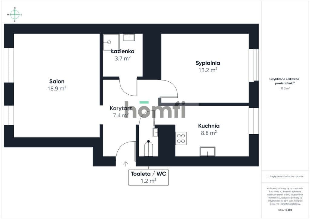 Komfortowe, 2-pokojowe mieszkanie 54 m² | Balkon - zdjęcie 12