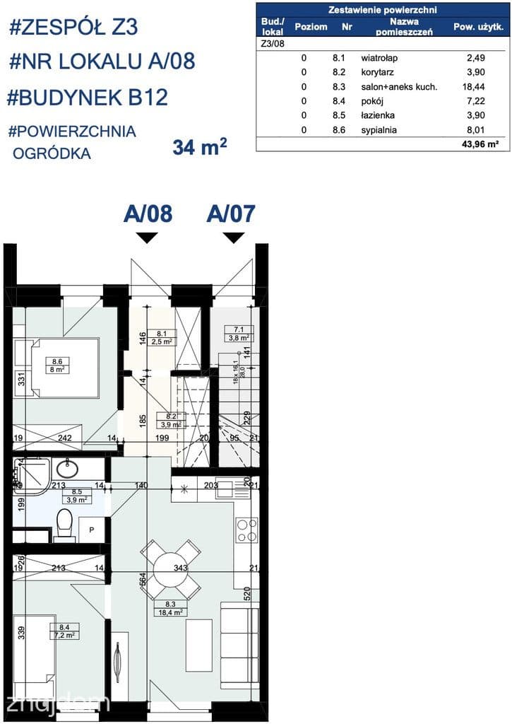 Podmiejska - 43,96m² - 2 sypialnie - Ogródek 34m² - zdjęcie 5