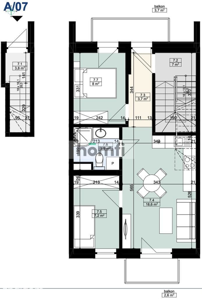 Podmiejska - 75,31m² - 3 sypialnie - Taras 17m² - zdjęcie 6