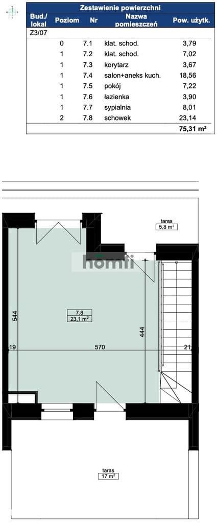 Podmiejska - 75,31m² - 3 sypialnie - Taras 17m² - zdjęcie 7