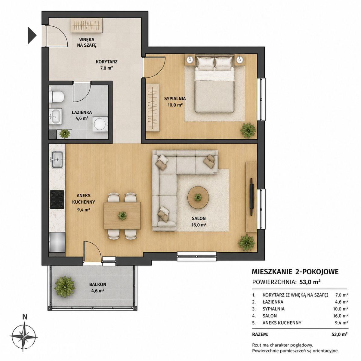 53 m²|funkcjonalny układ|południowy balkon| - zdjęcie 6