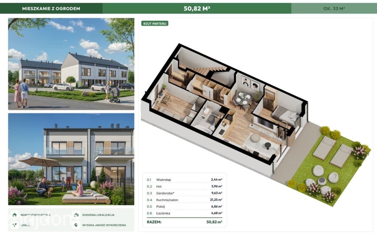 Nowe 51m2 ogrodem pod Rzeszowem | Rolety + Klima. - zdjęcie 3
