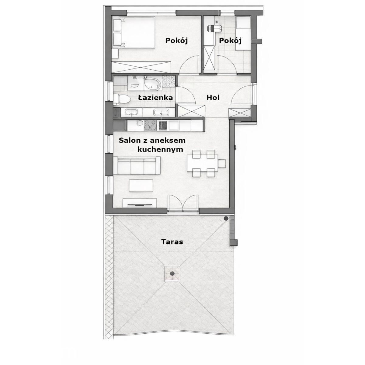 Nowe 3 pokoje z dużym tarasem | Projektant - zdjęcie 2