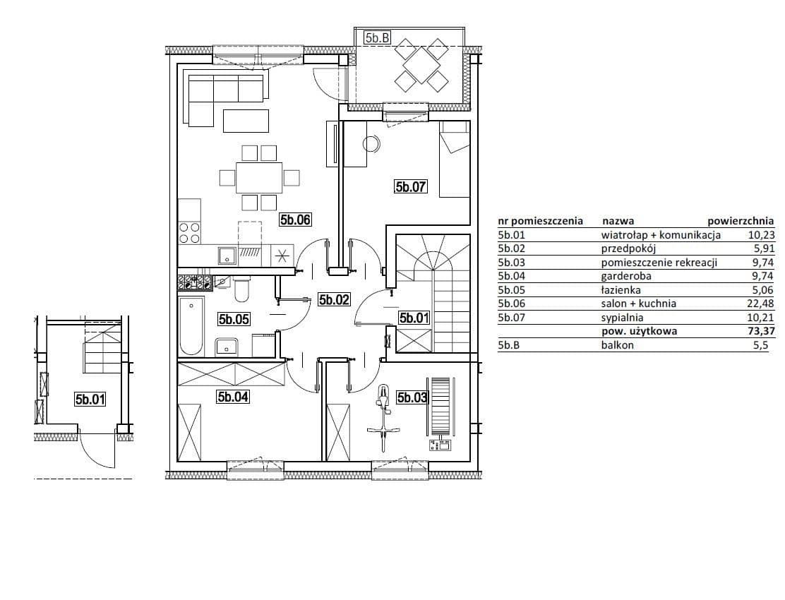 Mieszkanie w stanie deweloperskim/4 pokoje/73m2 - zdjęcie 6