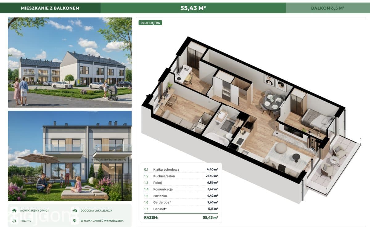 55m2 +duże poddasze|St. Deweloperski|Rolety+Klima. - zdjęcie 3