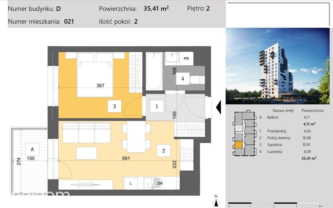 Nowe budownictwo - stan deweloperski 35 m2
