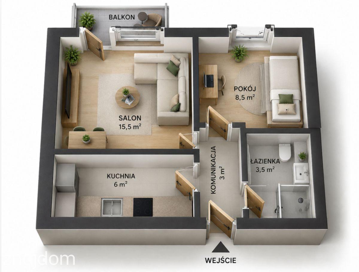2 POKOJE | 37,5 m² | BALKON|GOTOWE DO ZAMIESZKANIA - zdjęcie 2