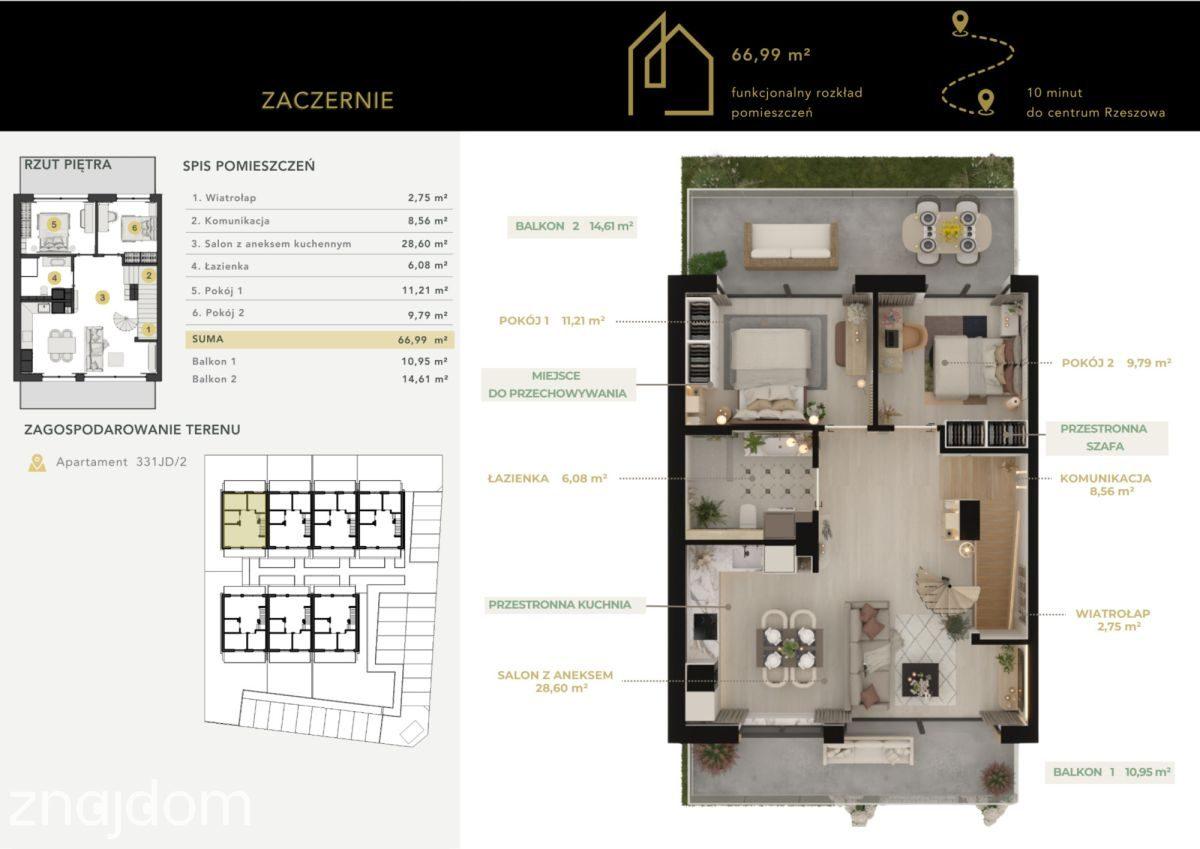 Apartament 67 m2+Poddasze|Rolety|Klima.|Zaczernie - zdjęcie 3