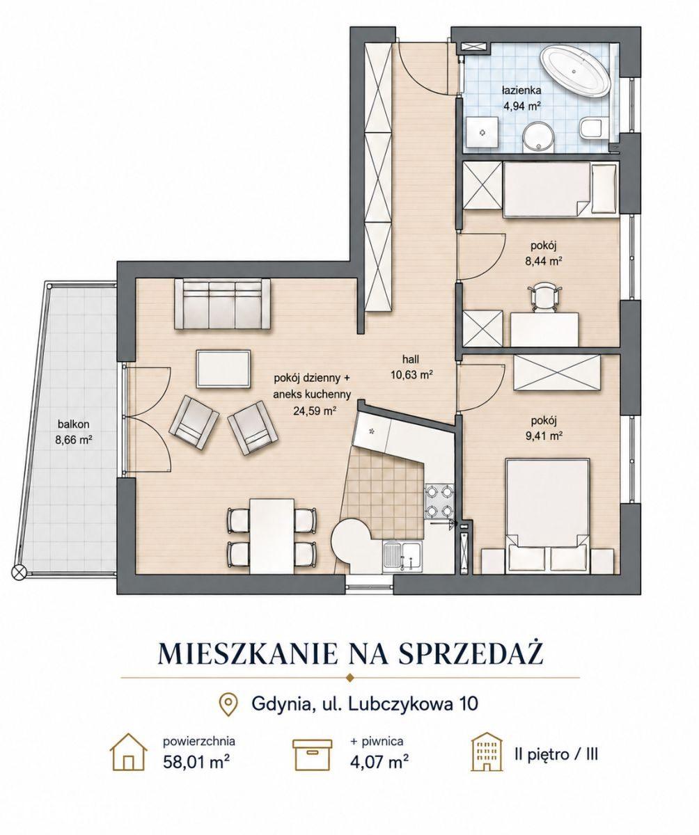 3 pokoje|duży balkon|hala garażowa|piwnica - zdjęcie 18