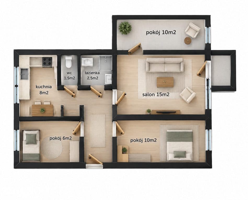 Lublin, Mieszkanie, 4 pokoje, 60m2, Pana Balcera - zdjęcie 2