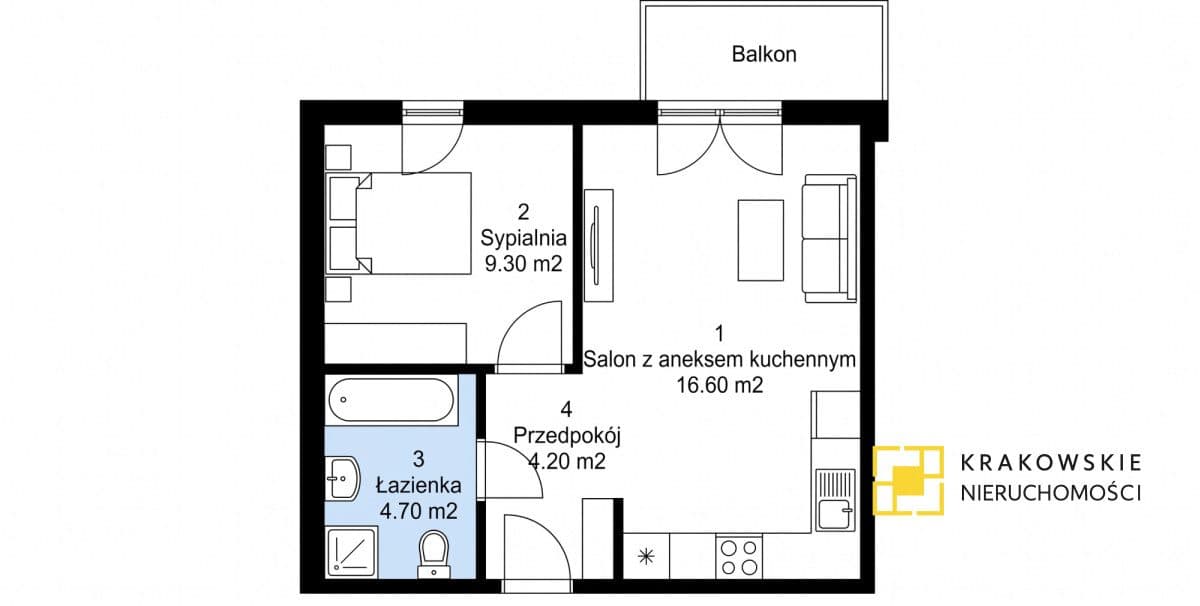 Twoje pierwsze M na Dębnikach /2 pokoje z balkonem - zdjęcie 13