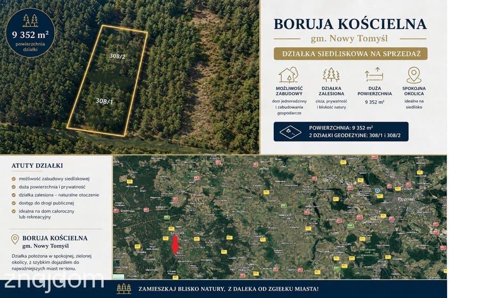 Działki w Borui Kościelnej o powierzchni 0,9352 ha