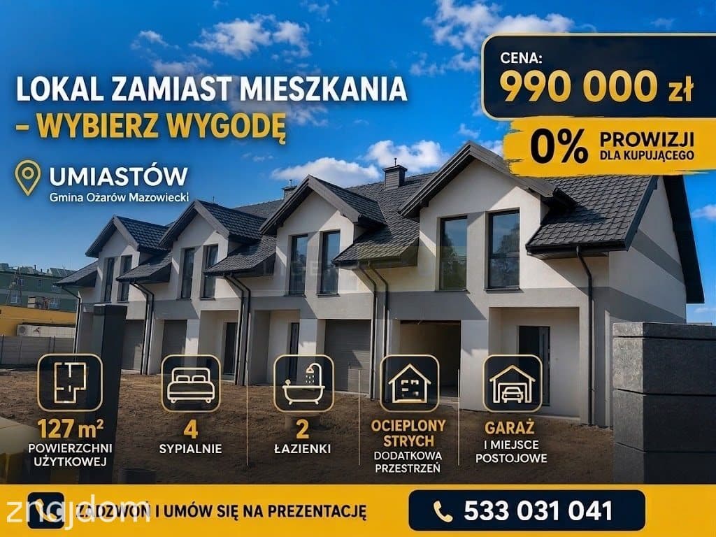 Nowoczesny dom szeregowy 127 m² | Garaż | Ogród
