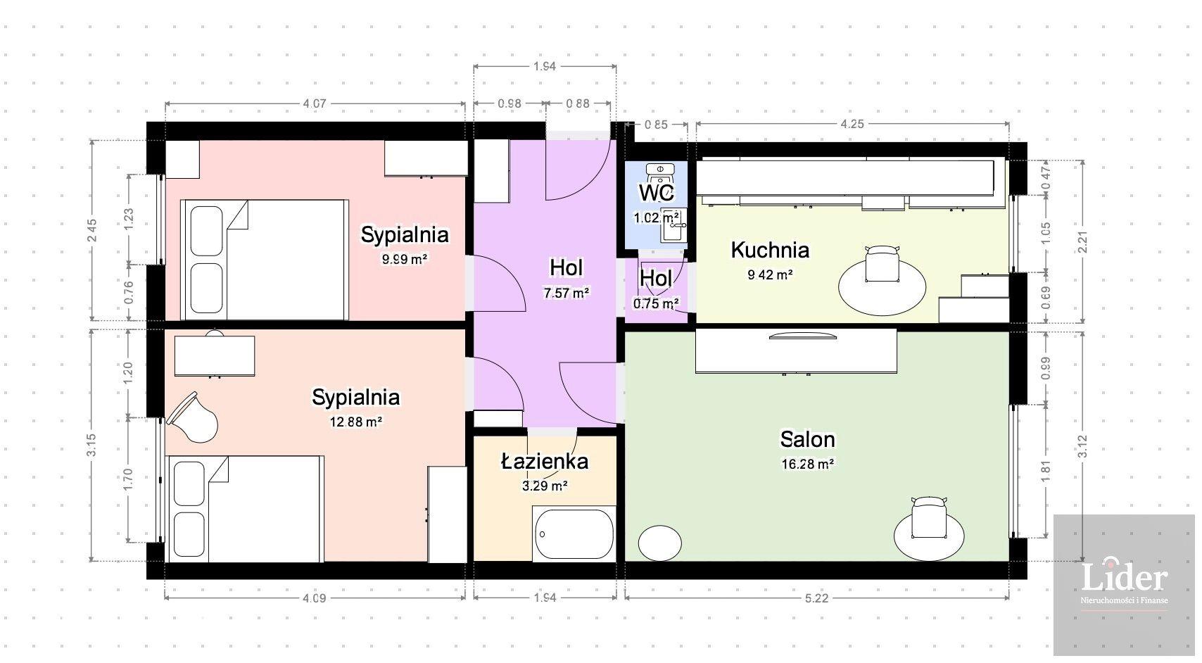 3-pokojowe mieszkanie w centrum Lęborka – 63 m² - zdjęcie 2