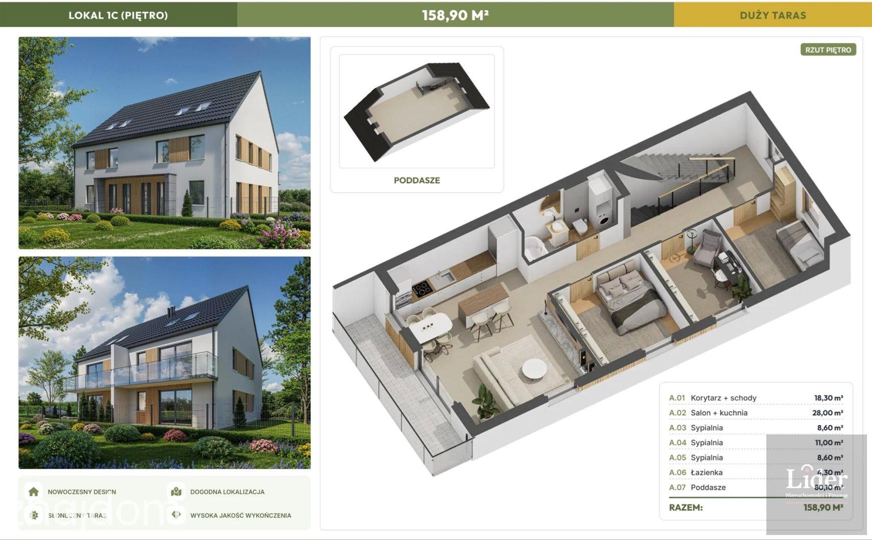 Lębork, ul. Lipowa – 133 m² z tarasem i poddaszem - zdjęcie 2