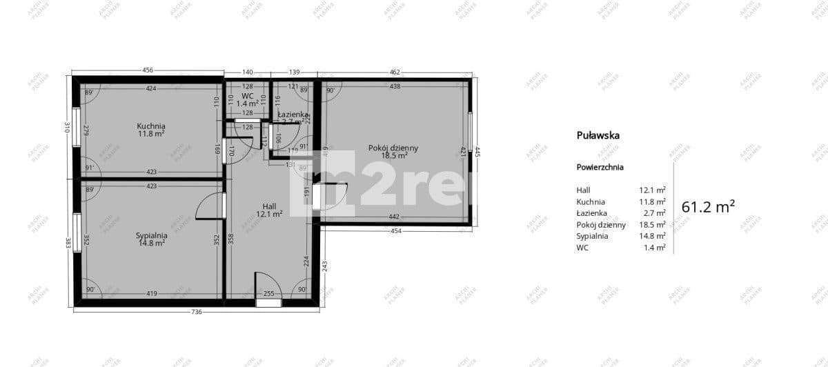 Mokotów | 61m2 | 2 pokoje | blisko metra - zdjęcie 19