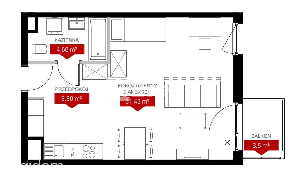 Wieża Jeżyce | 2 pokoje | 44 m² | parking - zdjęcie 13