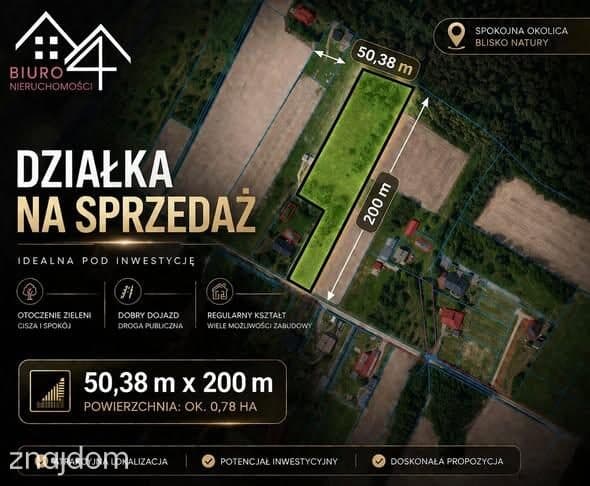 78 ar działka pod lasem w Grabownicy Starzeńskiej