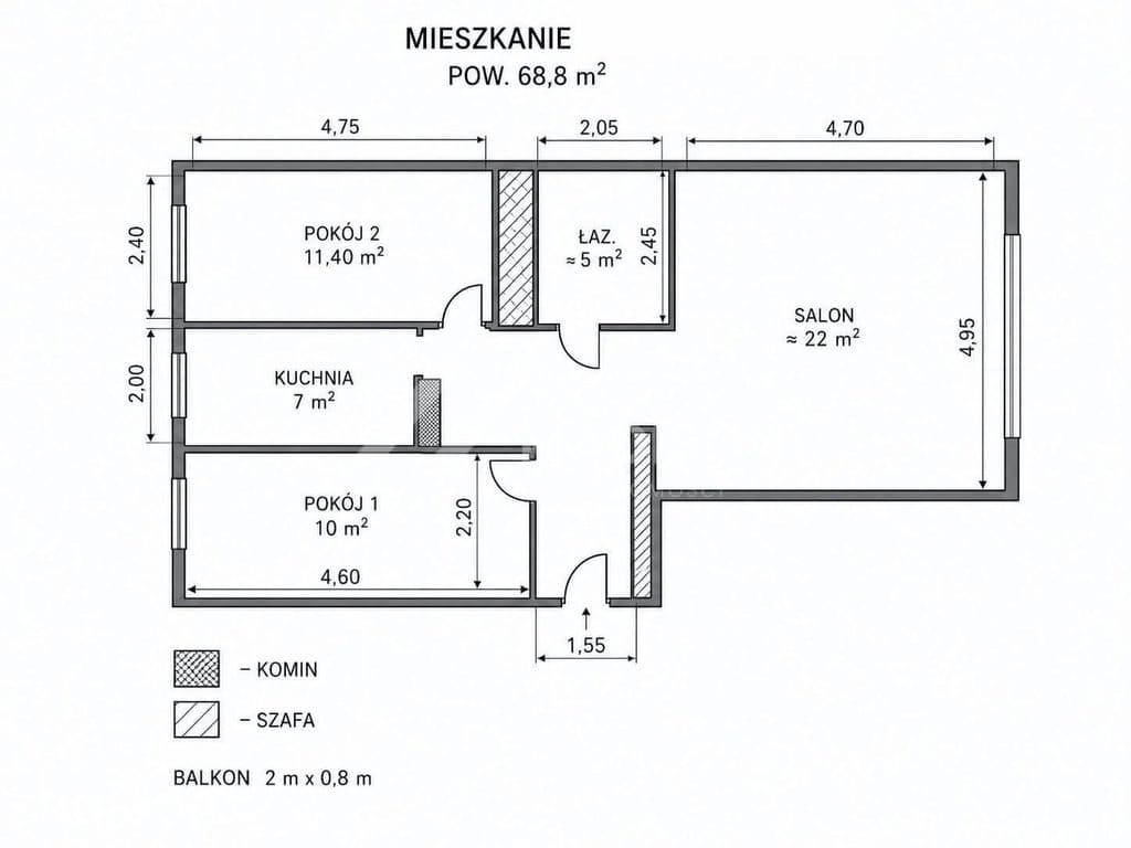69 m² | 3 pokoje | balkon | metro Ursynów - zdjęcie 9
