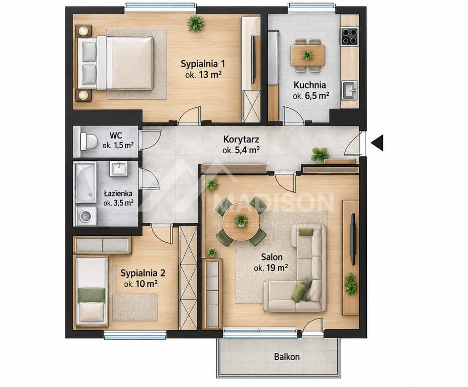 64m | 3 pok. | osobna kuchnia | balkon | garaż - zdjęcie 14