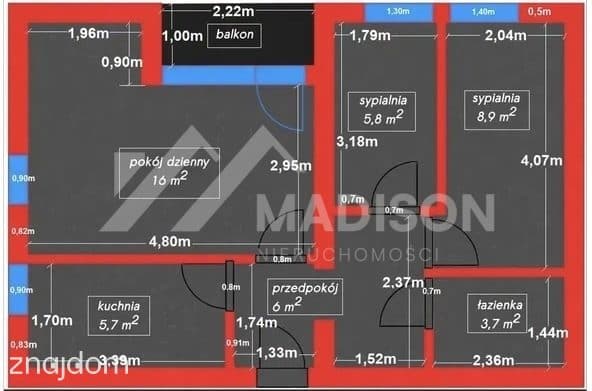 47 m2 | 3 pokoje | osobna kuchnia | balkon - zdjęcie 13
