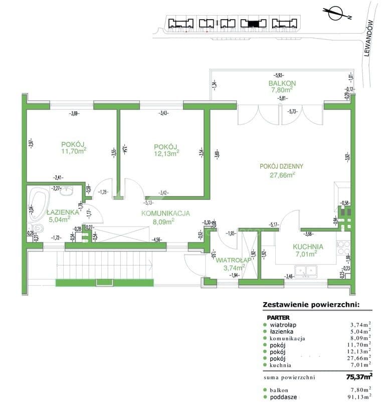 2-poziomowe | 75 m + poddasze 91 m | balkon 8 m2 - zdjęcie 9