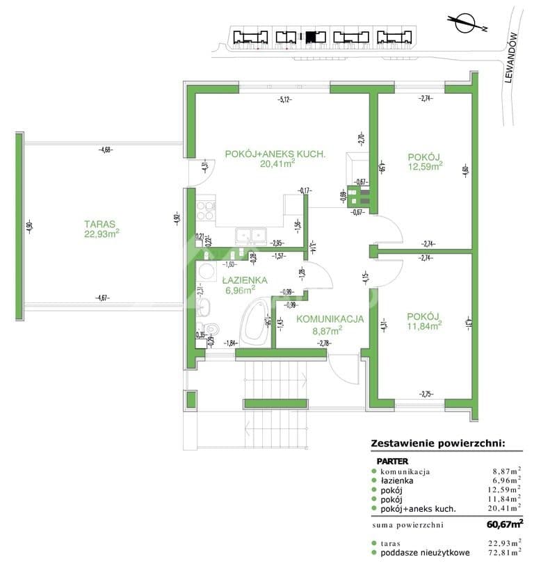 2-poziomowe | 61 m + poddasze | taras 23 m2 - zdjęcie 5
