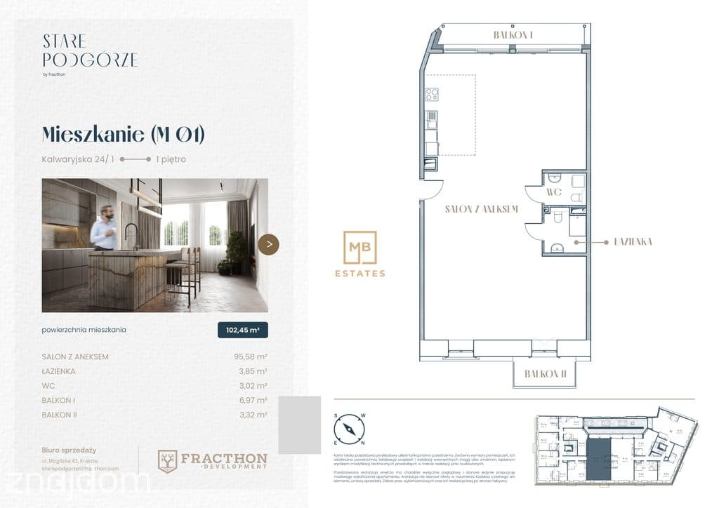 Ekskluzywny, Przestronny Apartament 102,45 m² z Dwoma Balkonami