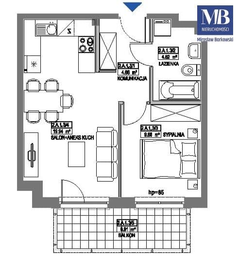 Mieszkanie (40,44 m 2) dwa pokoje z balkonem - zdjęcie 11