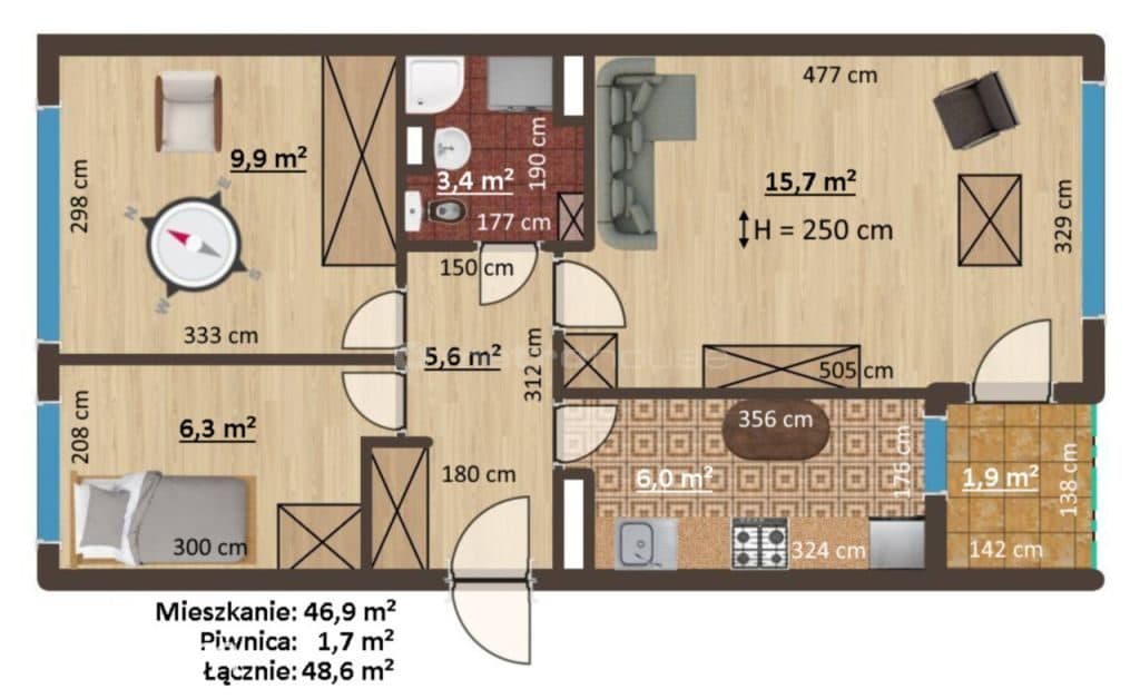 3 pok, 46,9 m2, Saska Kępa, ciche i słoneczne - zdjęcie 13