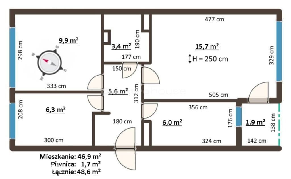 3 pok, 46,9 m2, Saska Kępa, ciche i słoneczne - zdjęcie 14