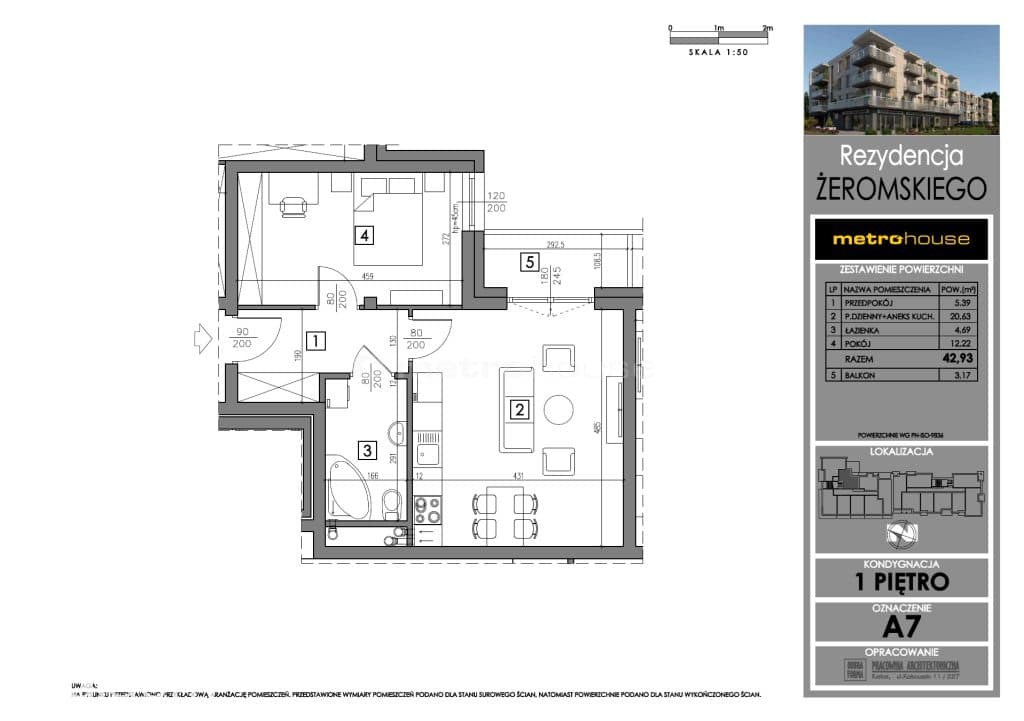Wyjątkowe, 2-pokojowe mieszkanie, 1 piętro 42,93m² - zdjęcie 5