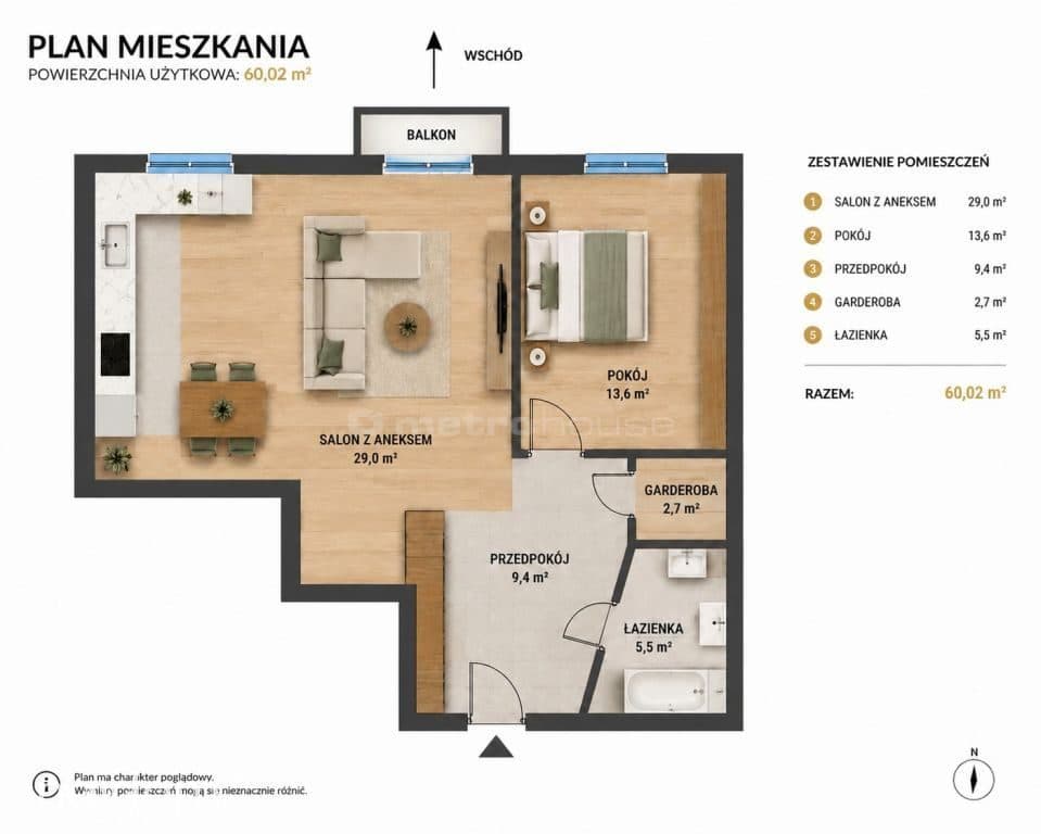 Mieszkanie 60 m², zamknięte osiedle, centrum - zdjęcie 14
