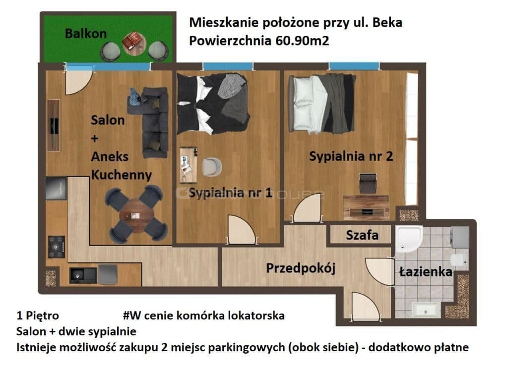 1 piętro - 3 pokoje, 60.90m² - Idealne dla rodziny - zdjęcie 17