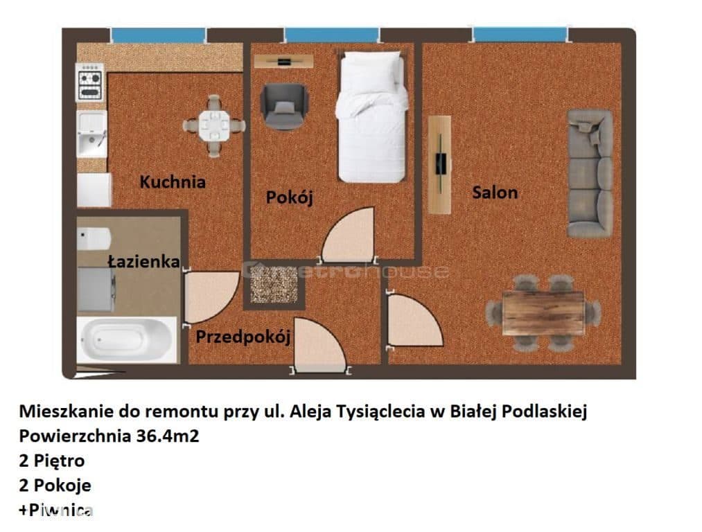 Mieszkanie 36.4m2, 2 piętro - 2 pok.#Al.1000-lecia - zdjęcie 7