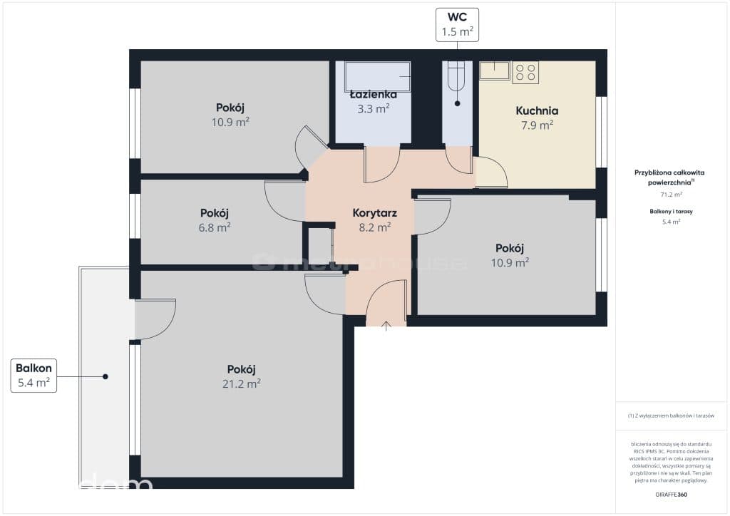 Mieszkanie 71 m² z balkonem, 4 pokoje - zdjęcie 9
